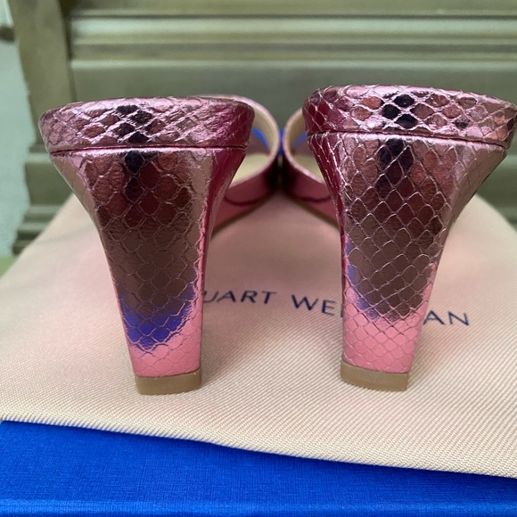 Stuart Weitzman metallic pink wedges sandals shoes 5 - Picture 5 of 7